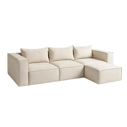 Canapé d’Angle KALYA en velours beige | Canapé design haut de gamme