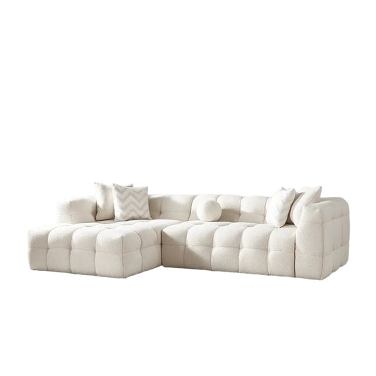 Canapé d’Angle ORLUNIA en tissu bouclette | Canapé design 290 cm