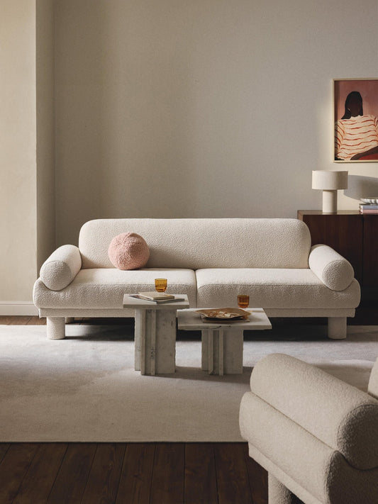 Canapé 3 places LILO en bouclette beige | Canapé design moderne