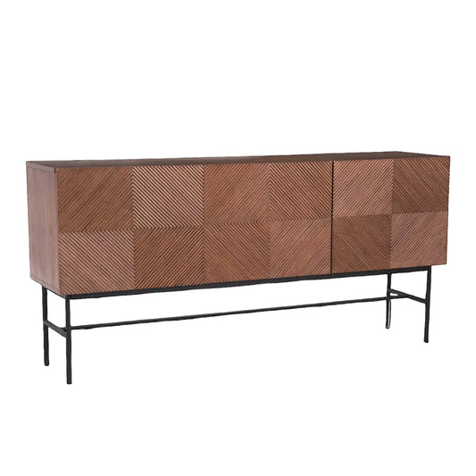 Buffet Enfilade NOREVIA – Façade Reliéfée en Bois Plaqué Noyer