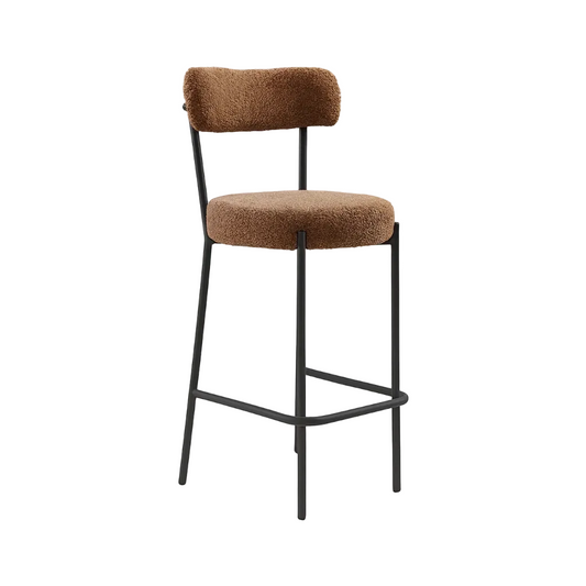 Tabouret ELVA - Tabouret de bar design noir velours ou bouclette – Ryo Design