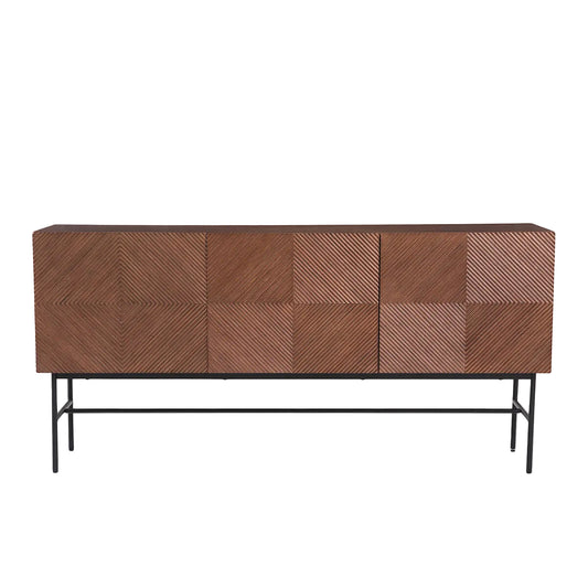 Buffet Enfilade NOREVIA – Façade Reliéfée en Bois Plaqué Noyer