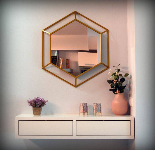 Miroir Décoratif 3D Doré | Miroir Mural Design Haut de Gamme | Ryo Design