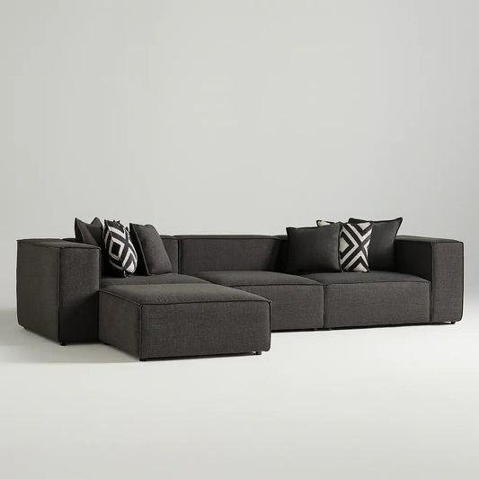 Canapé d’Angle 310 cm MIRELIA + Pouf – Design Modulable & Confort Premium