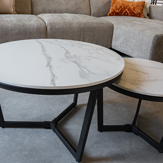 Ensemble de tables basses sculpturales | Tables basses design effet marbre | Ryo Design