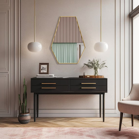 Miroir Hexagonal Allongé | Miroir Design Futuriste Pleine Longueur | Ryo Design