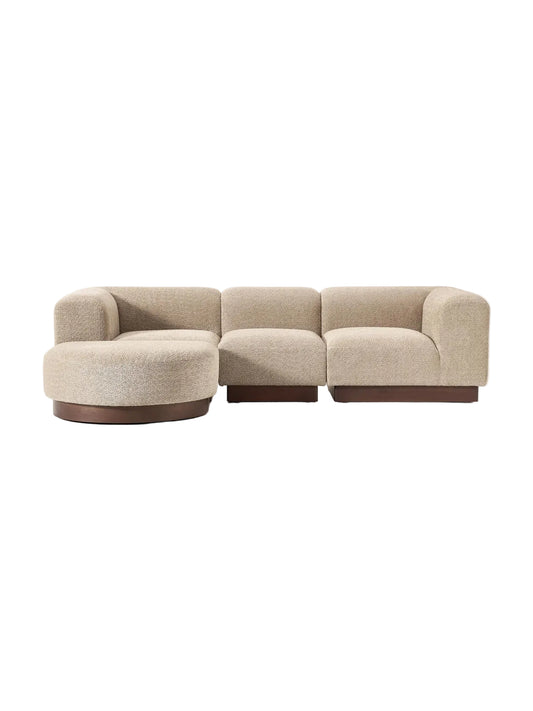 Canapé modulable NATALIE beige avec pouf | Canapé bouclette design – Ryo Design