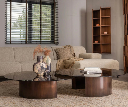 LINVIA | Table basse en verre trempé et bois plaqué | Ryo Design