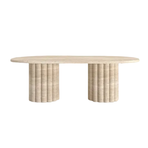 Table basse en travertin VALENCIA | Table basse ovale design | Ryo Design