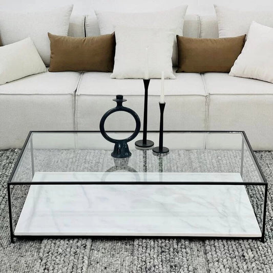 Table basse KHÉNIFRA | Table basse design en verre et marbre | Ryo Design