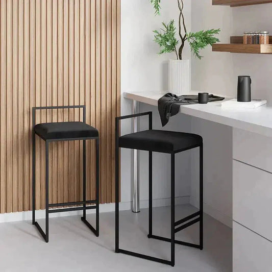 Tabouret bouclette blanc & métal – Chaise haute design moderne