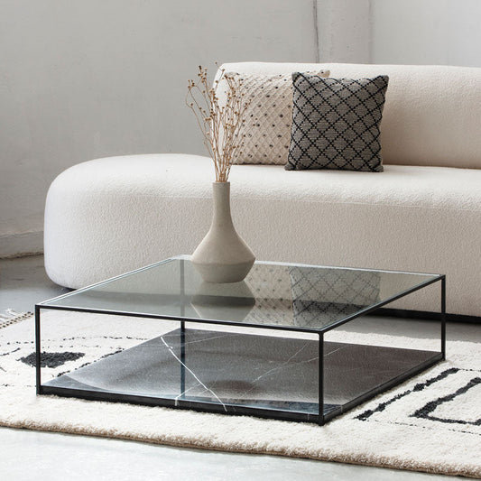 Table basse carrée en verre et marbre | Ryo Design