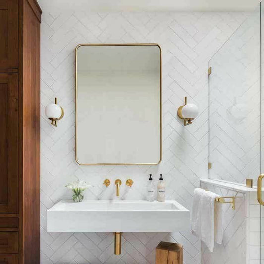 Miroir salle de bain rectangulaire doré | Ryo Design