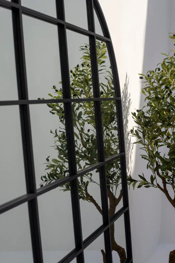 Grand Miroir Arqué Structuré | Miroir Grille Noir XXL | Ryo Design