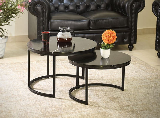 Duo de tables basses en marbre noir Khénifra | Ryo Design