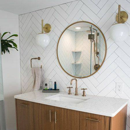 Miroir salle de bain rond doré | Miroir mural design | Ryo Design