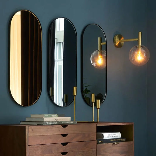 Trio de Miroirs Rétro en Métal Noir | Miroirs Décoratifs Néo-Vintage | Ryo Design