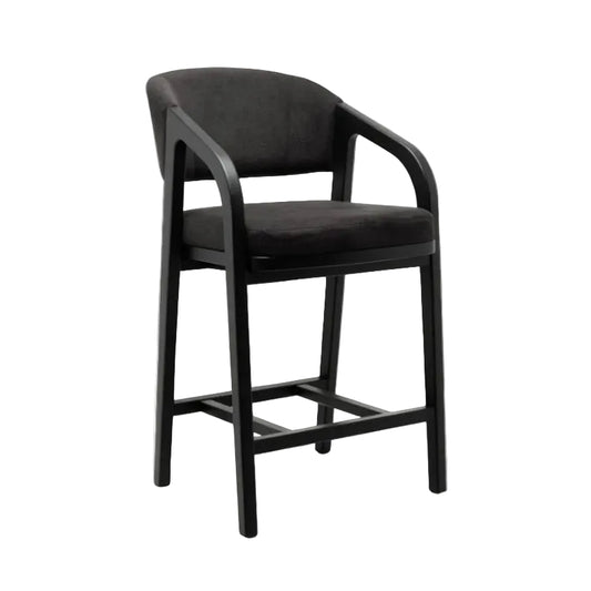 Tabouret de bar en chêne massif avec assise rembourrée – Chaise haute cuisine moderne
