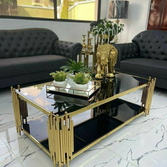 Table basse NEXA | Table basse inox et verre noir | Ryo Design