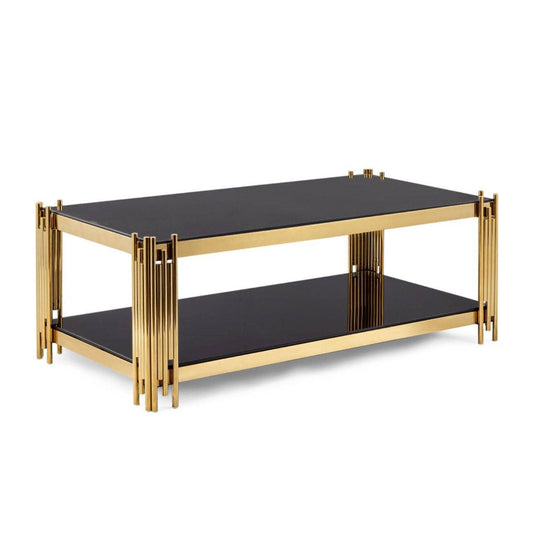 Table basse NEXA | Table basse inox et verre noir | Ryo Design