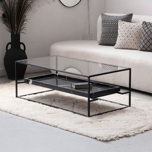 Table basse ZENIA | Table basse design en verre et marbre | Ryo Design