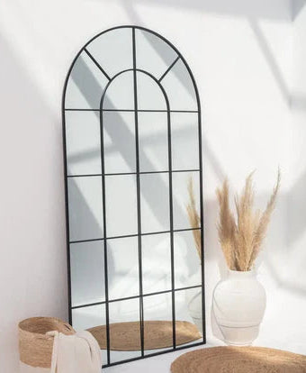 Grand Miroir Arqué Noir ou doré | Miroir Arche Design Grille | Ryo Design