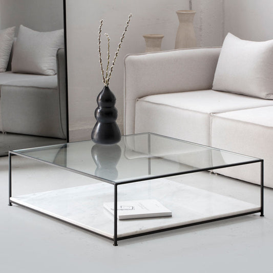 Table basse carrée en verre et marbre | Ryo Design