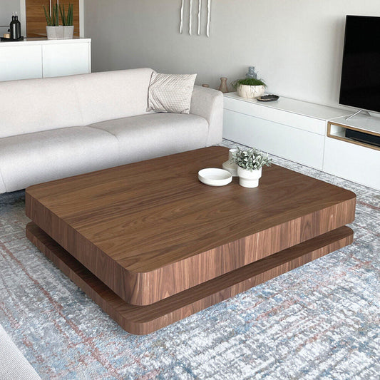 Table basse en bois plaqué noyer | Table basse design carrée | Ryo Design