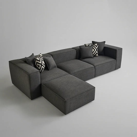 Canapé d’Angle 310 cm MIRELIA + Pouf – Design Modulable & Confort Premium