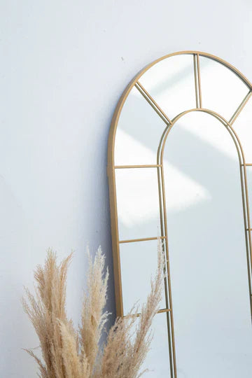 Grand Miroir Arqué Doré ou Silver | Miroir Design Cadre Divisé | Ryo Design