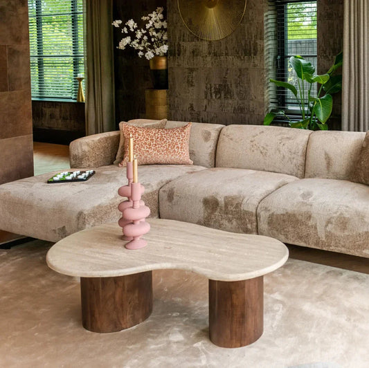 Table basse en travertin SELVAGGIO | Table basse ovale design | Ryo Design