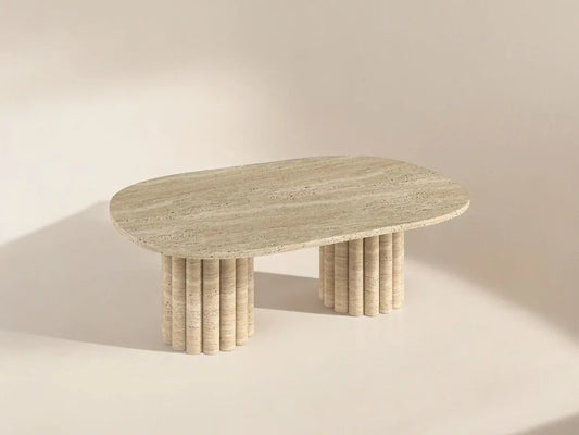 Table basse en travertin VALENCIA | Table basse ovale design | Ryo Design