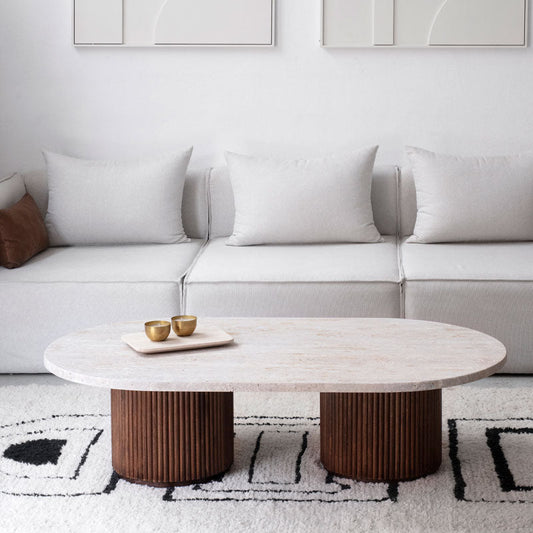 LUNARIS | Table basse en bois et travertin | Ryo Design