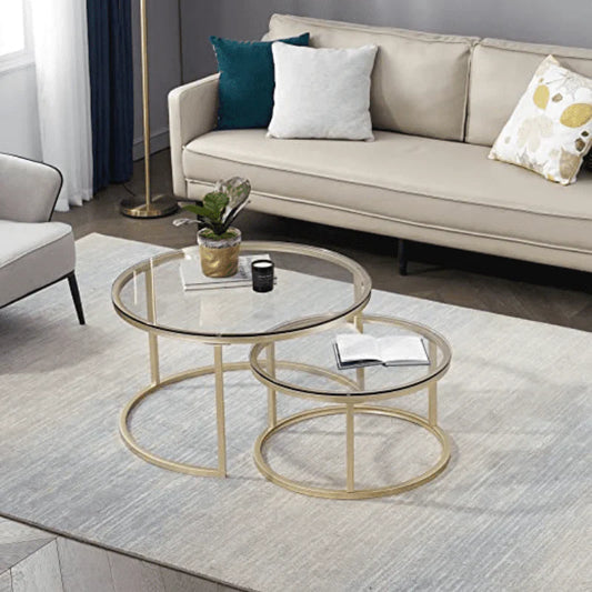 Table basse gigogne en verre et métal | Ryo Design