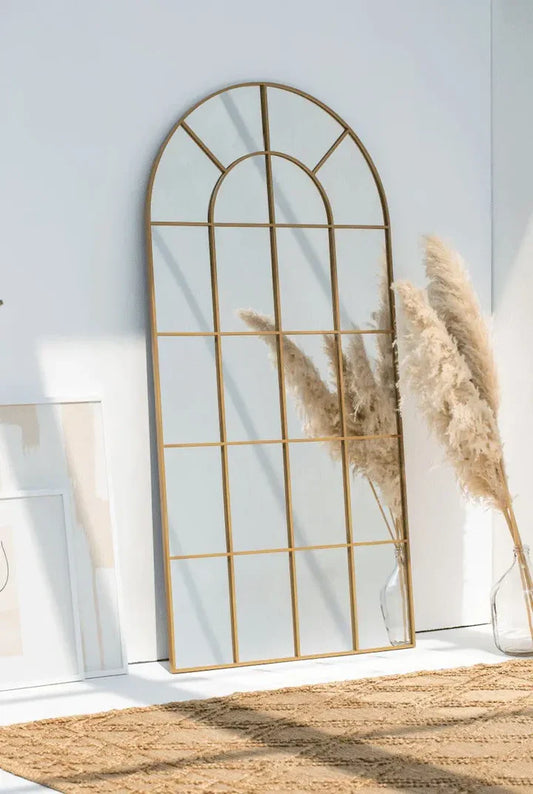 Grand Miroir Arqué Noir ou doré | Miroir Arche Design Grille | Ryo Design