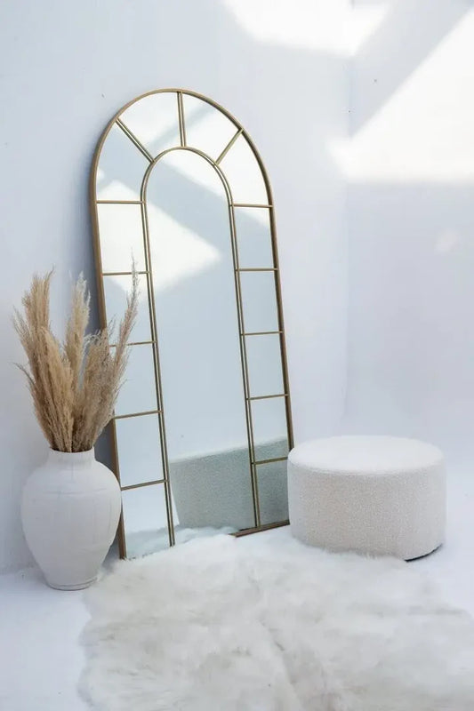 Grand Miroir Arqué Doré ou Silver | Miroir Design Cadre Divisé | Ryo Design