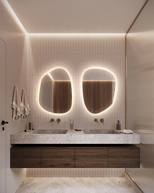 Miroir LED LUMÉA DUO | Miroir mural lumineux salle de bain | Ryo Design